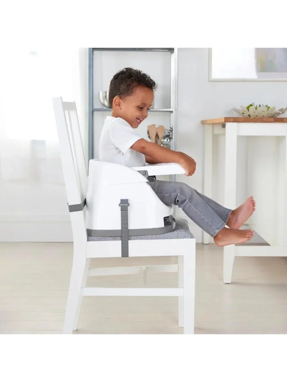 2-in-1 Baby Booster Feeding & Floor Seat with Self-Storing Tray - Mist Color